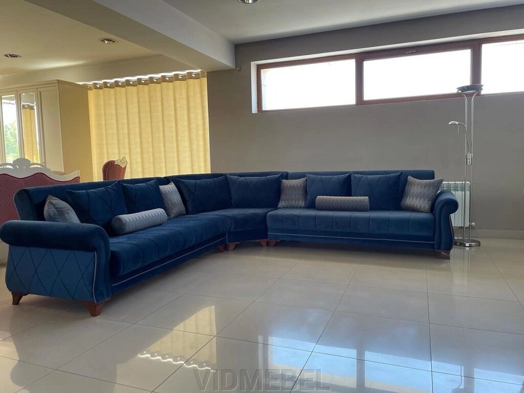 Угловой диван Emre синий Турция от компании VIDMEBEL - фото 1