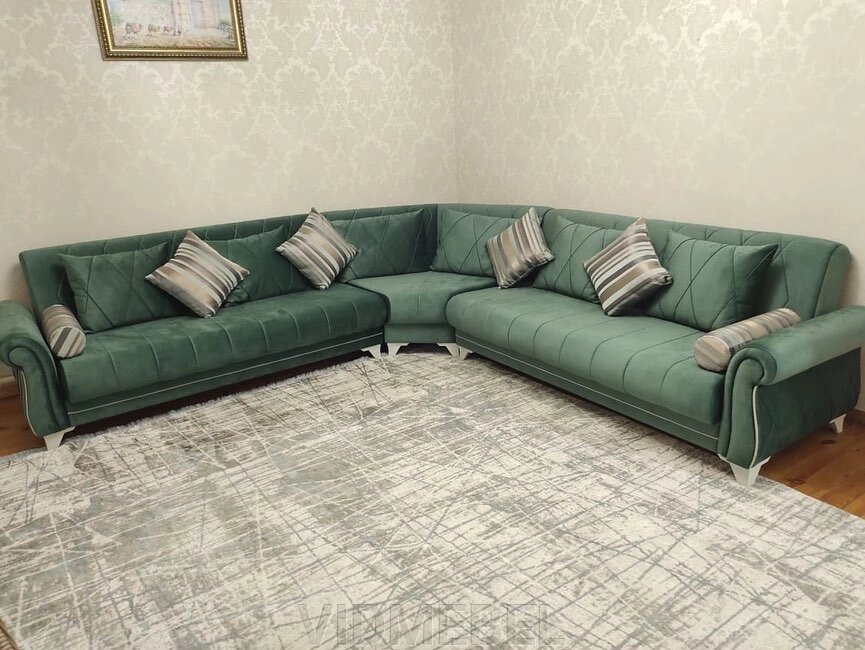 Угловой диван Emre зеленый Турция от компании VIDMEBEL - фото 1