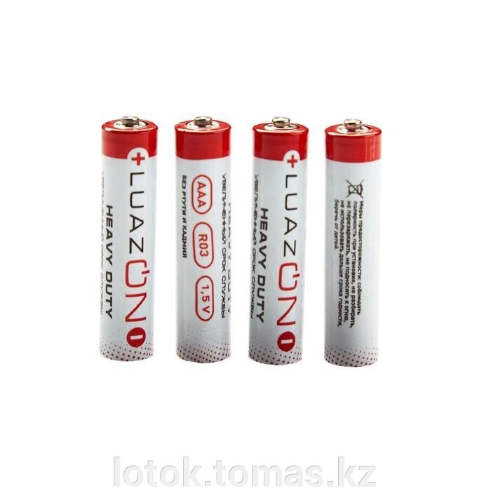 Батарейка солевая LuazON Super Heavy Duty, ААА, R6, спайка, 4 шт от компании Интернет-магазин приятных покупок LotOk - фото 1
