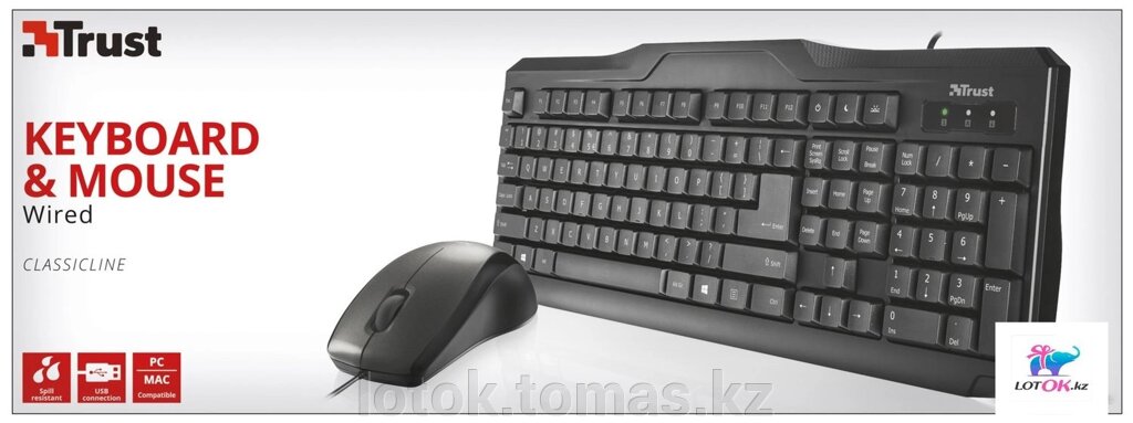 Комплект Trust RU Classicline WIRED (клавиатура+мышь) от компании Интернет-магазин приятных покупок LotOk - фото 1