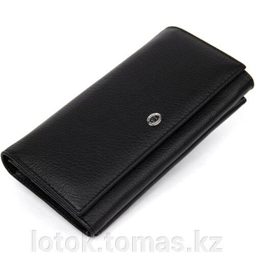 Кожаный женский кошелек ST Leather Wallet черный