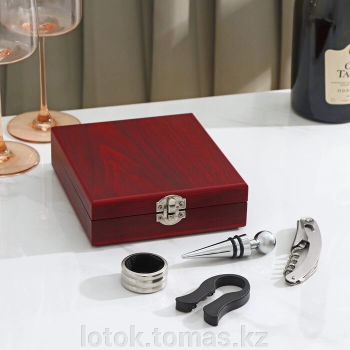 Набор для вина «Президент», 4 предмета: открывашка, пробка, кольцо, резец для фольги от компании Интернет-магазин приятных покупок LotOk - фото 1