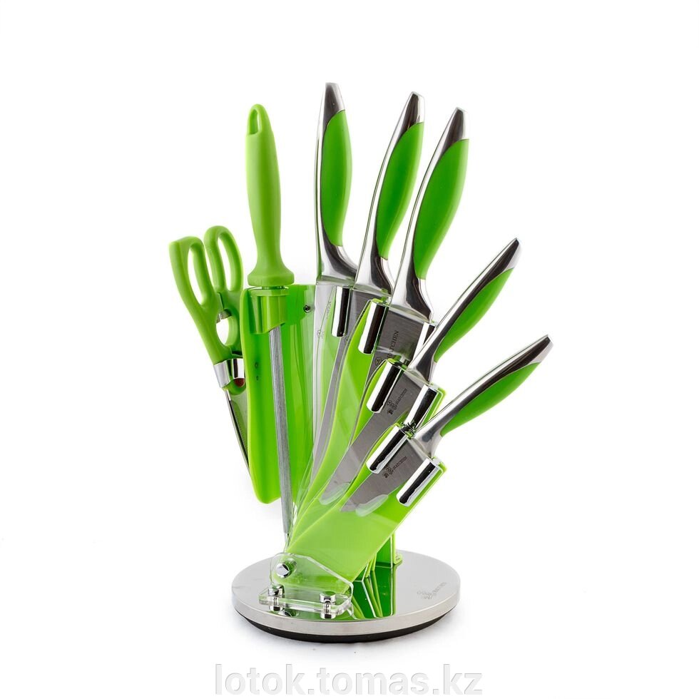 Набор стальных кухонных ножей на подставке 8 предметов от компании Интернет-магазин приятных покупок LotOk - фото 1