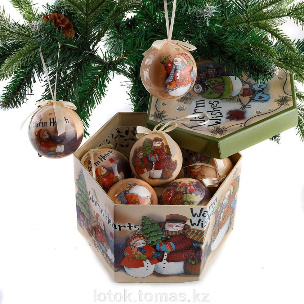 Новогодние шары в подарочной коробке &quot;Веселые снеговики&quot; - характеристики