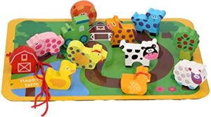 Деревянная развивающая игрушка-шнуровка «Ферма»