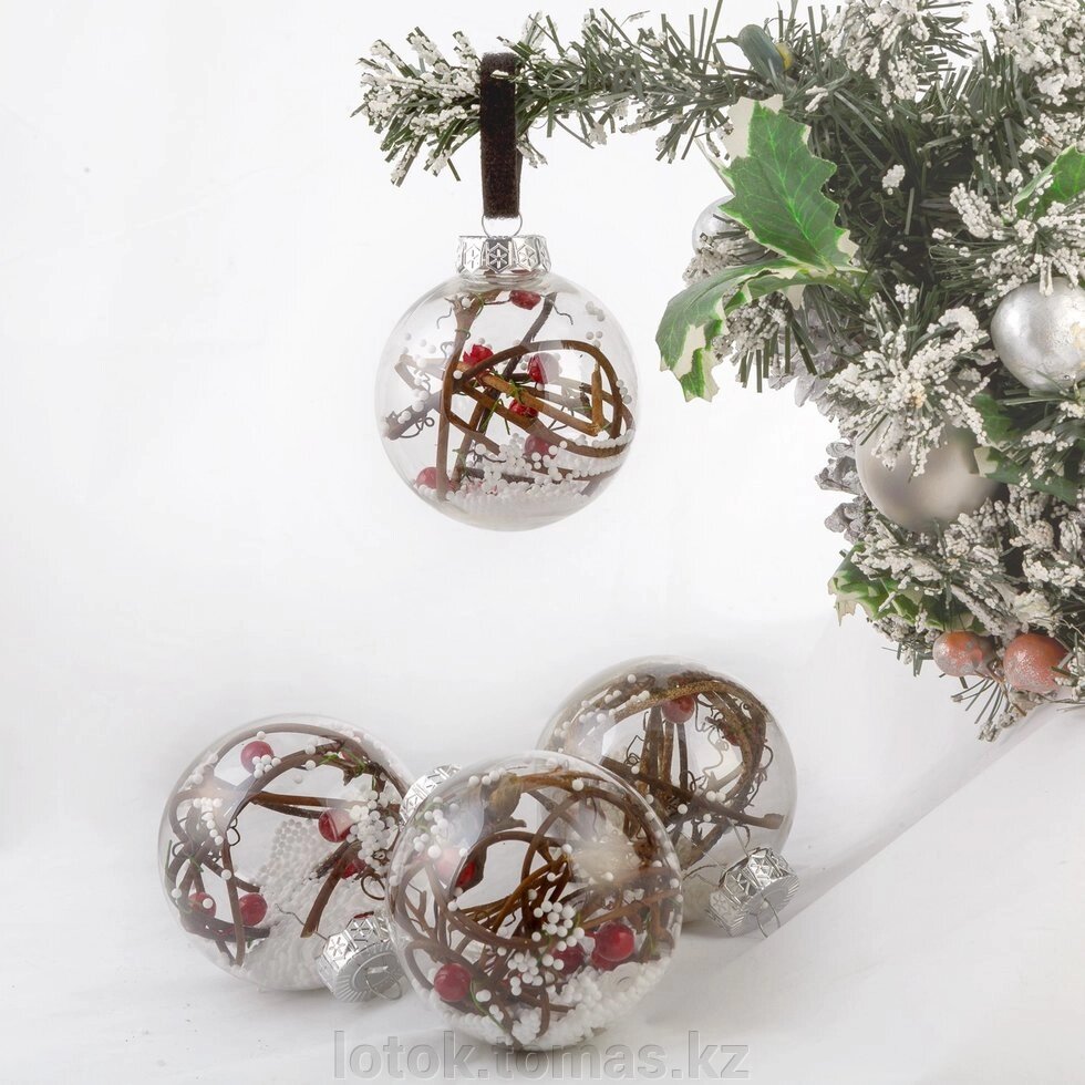 Набор из четырех новогодних шаров с декором внутри - преимущества