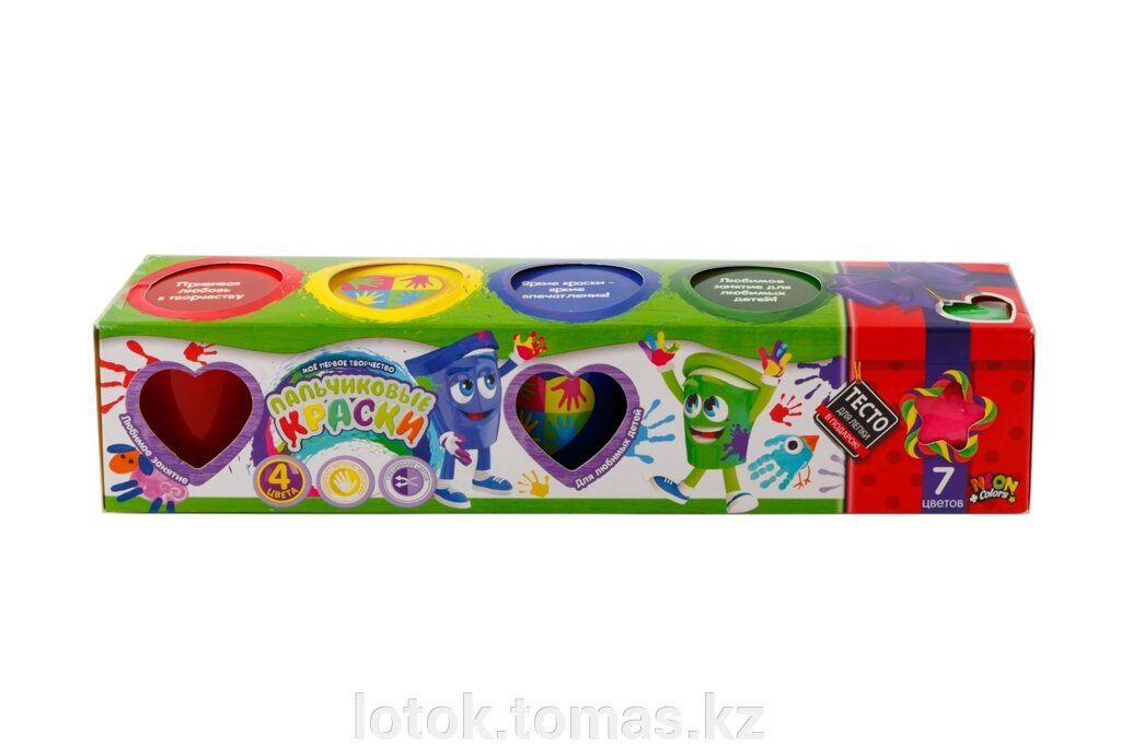 Пальчиковые краски для детей 4 цвета + Подарок - Алматы