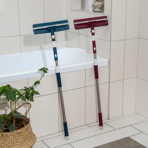 Окномойка с насадкой из микрофибры, фиксатор, стальная телескопическая ручка, 126 см, цвет бордо