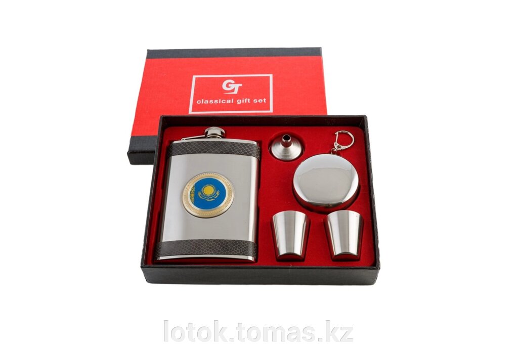 Подарочный набор Фляга, 2 стопки, воронка и складной бокал от компании Интернет-магазин приятных покупок LotOk - фото 1