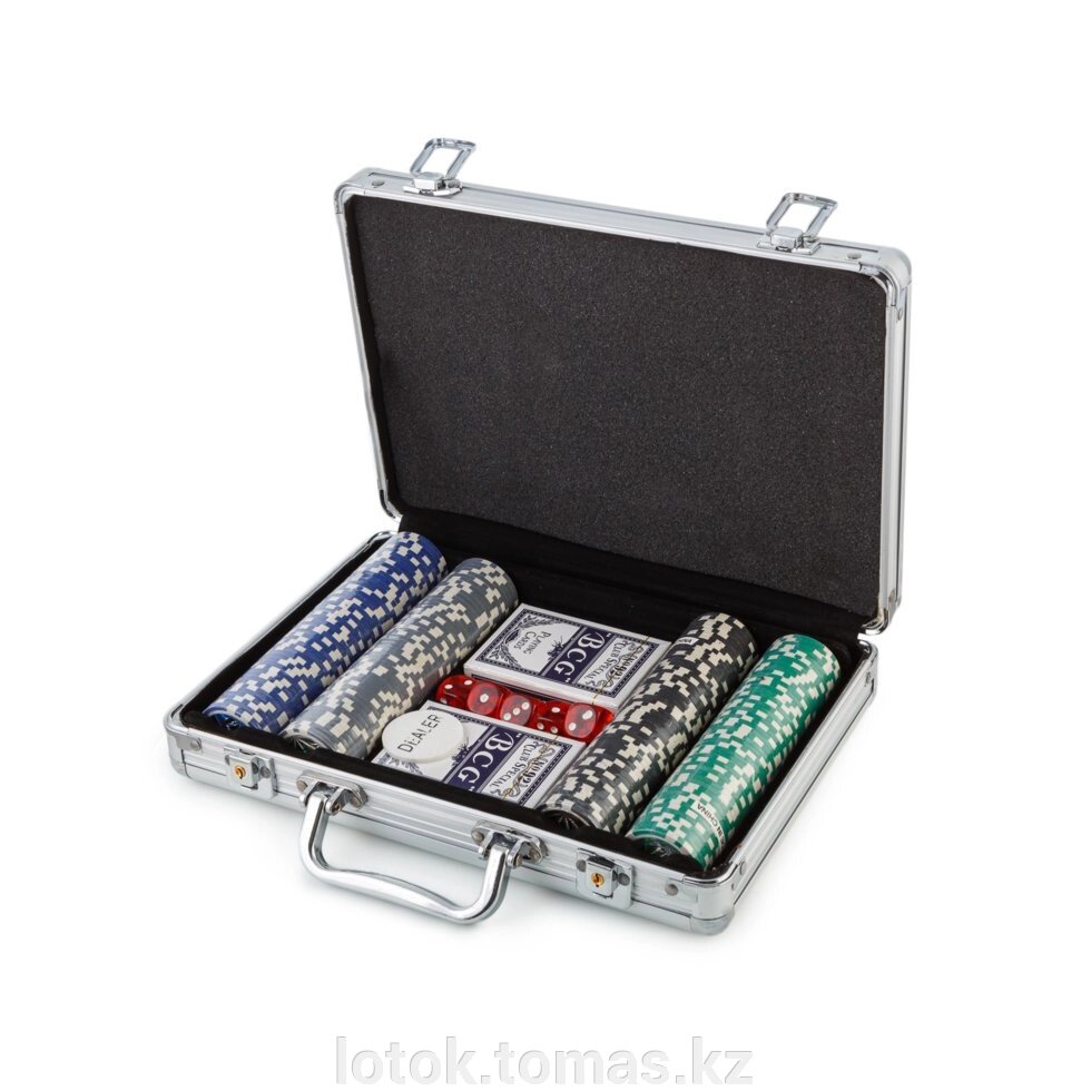 Покер в металлическом кейсе на 200 фишек от компании Интернет-магазин приятных покупок LotOk - фото 1