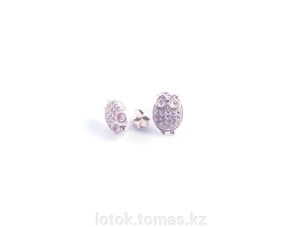 Серьги серебряные гвоздики " Сова" от компании Интернет-магазин приятных покупок LotOk - фото 1
