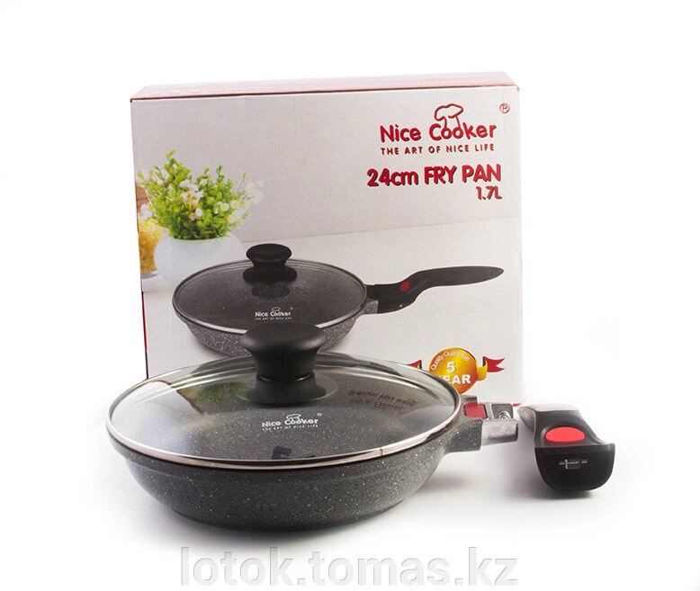 Сковорода с каменным покрытием Nice cooker со съемной ручкой от компании Интернет-магазин приятных покупок LotOk - фото 1