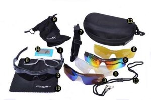 Тактические очки 4 линзы с поляризацией +1 линза с фильтром UV400