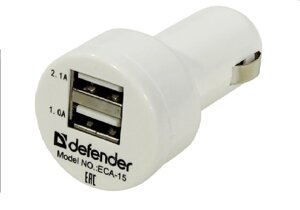 Автомобильный адаптер Defender ECA-15. 2 порта USB, 5V/2А, пакет