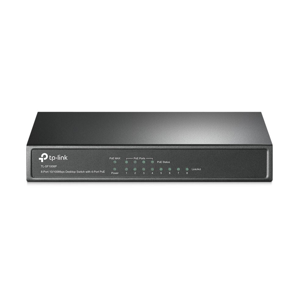 Коммутатор TP-Link TL-SF1008P 8-портовый 10/100 Мбит/с настольный коммутатор с 4 портами PoE, 8 портов RJ45 10/100 Мбит/ от компании ТОО «ТАСАЕР Сервис» - фото 1