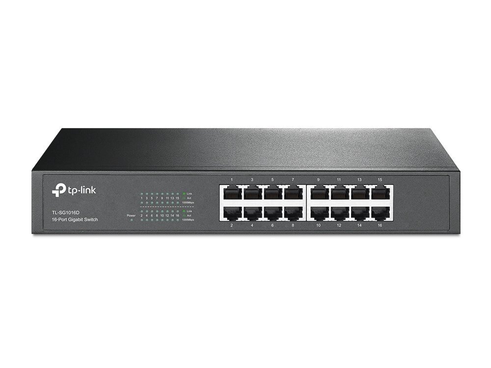 Коммутатор TP-Link TL-SG1016D16-портовый гигабитный настольный/монтируемый в стойку коммутатор, 16 портов RJ45 10/100/10 от компании ТОО «ТАСАЕР Сервис» - фото 1