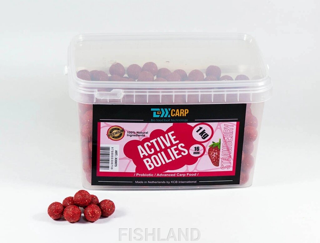 Бойлы насадочные TEXX Carp Active Boilies # 16mm, Strawberry, 1 kg от компании FISHLAND - фото 1