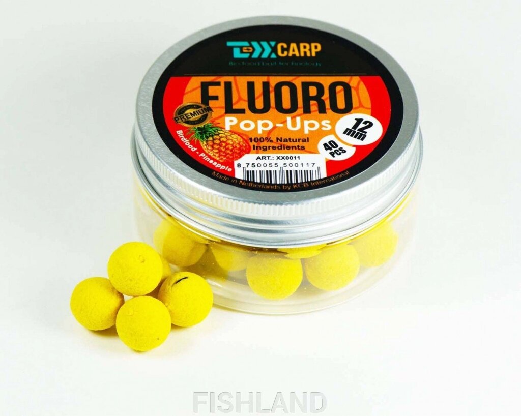 Бойлы плавающие TEXX Carp Fluoro Pop-Ups# 12mm, Birdfood-Pineapple, 40 pcs от компании FISHLAND - фото 1