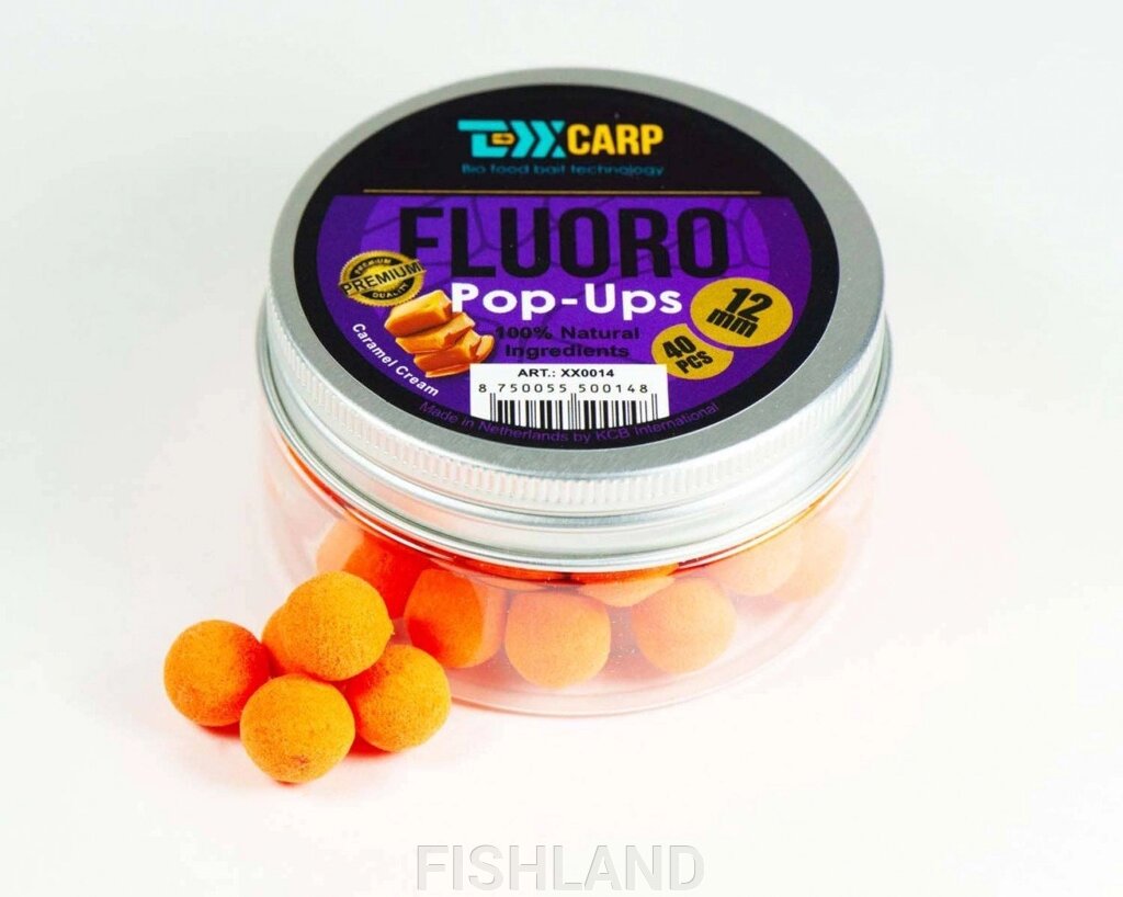 Бойлы плавающие TEXX Carp Fluoro Pop-Ups# 12mm, Caramel Cream, Orange, 40 pcs от компании FISHLAND - фото 1