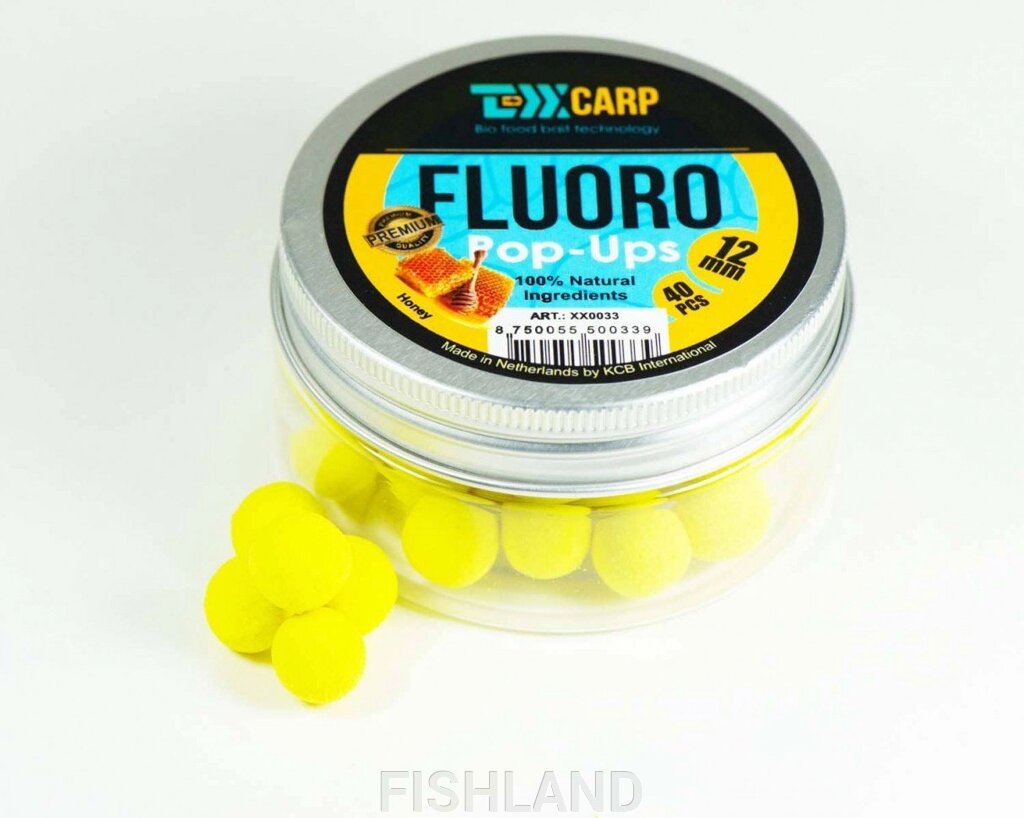 Бойлы плавающие TEXX Carp Fluoro Pop-Ups# 12mm, Honey, Yellow, 40 pcs от компании FISHLAND - фото 1
