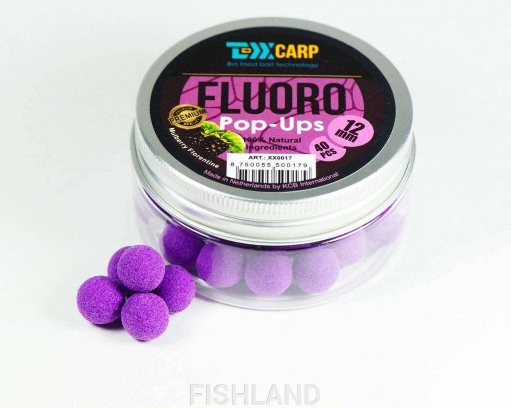 Бойлы плавающие TEXX Carp Fluoro Pop-Ups# 12mm, Mulberry Florentine, Purple, 40 pcs от компании FISHLAND - фото 1