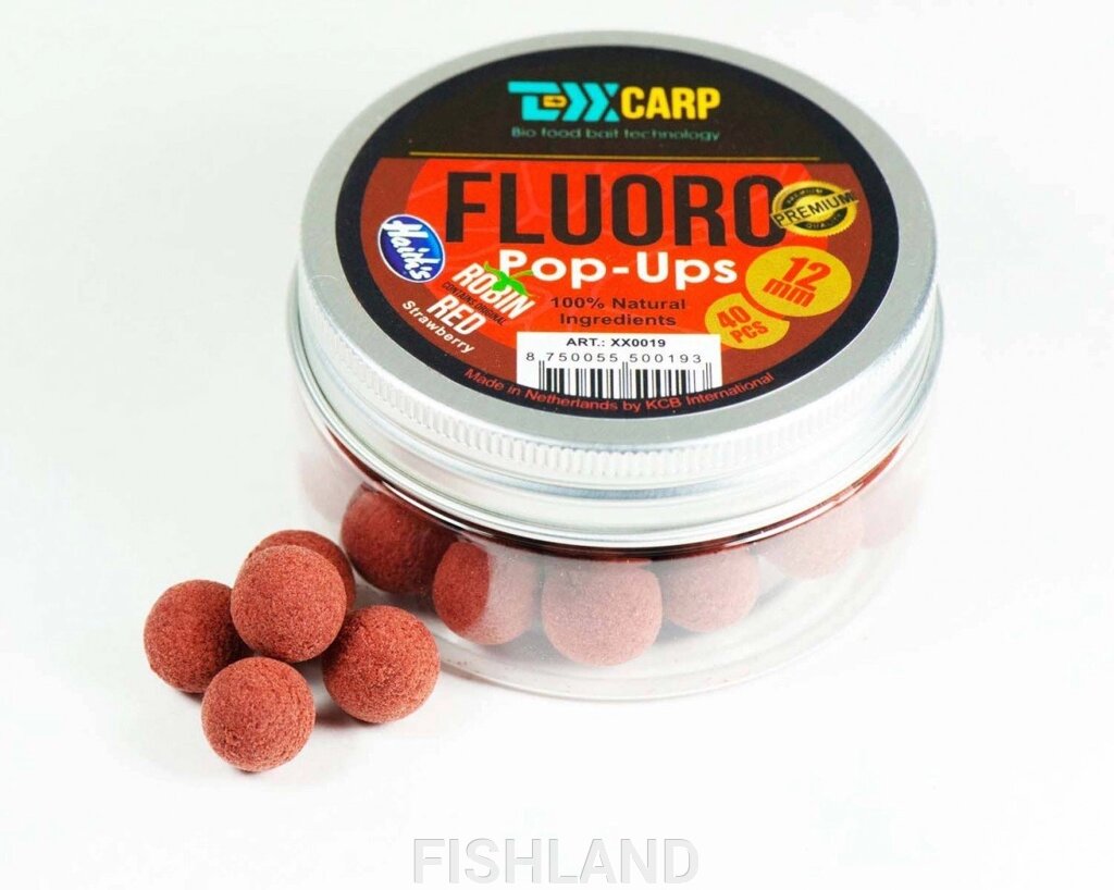 Бойлы плавающие TEXX Carp Fluoro Pop-Ups# 12mm, Robin Red-Strawberry, 40 pcs от компании FISHLAND - фото 1