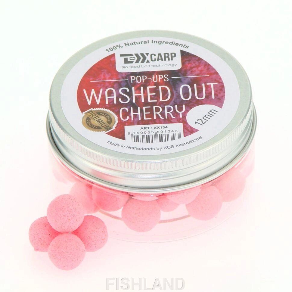Бойлы плавающие TEXX Carp Washed Out Pop-Ups# 12mm, Cherry, Washed Red, 40 pcs от компании FISHLAND - фото 1