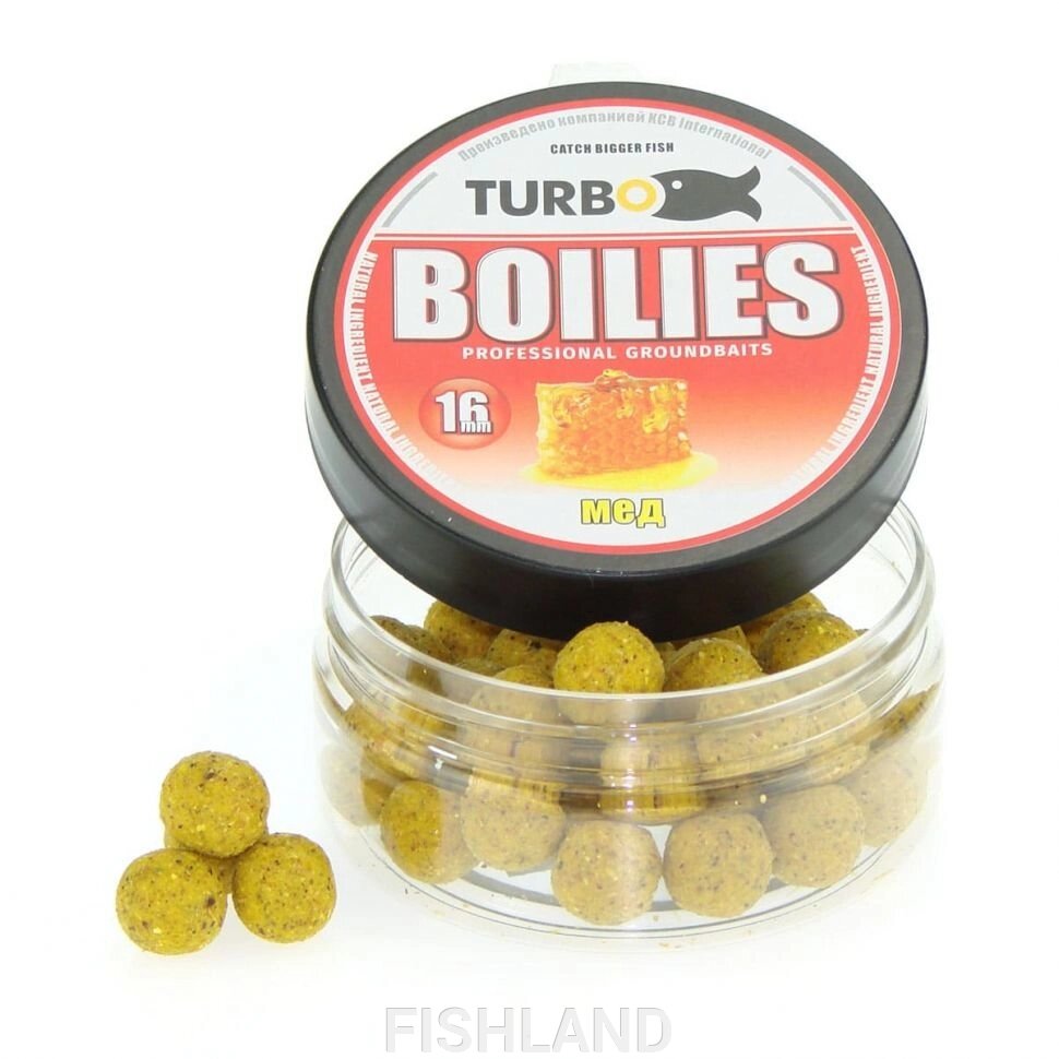 Бойлы TURBO 16mm#, Мед, желтый - 100 грамм от компании FISHLAND - фото 1