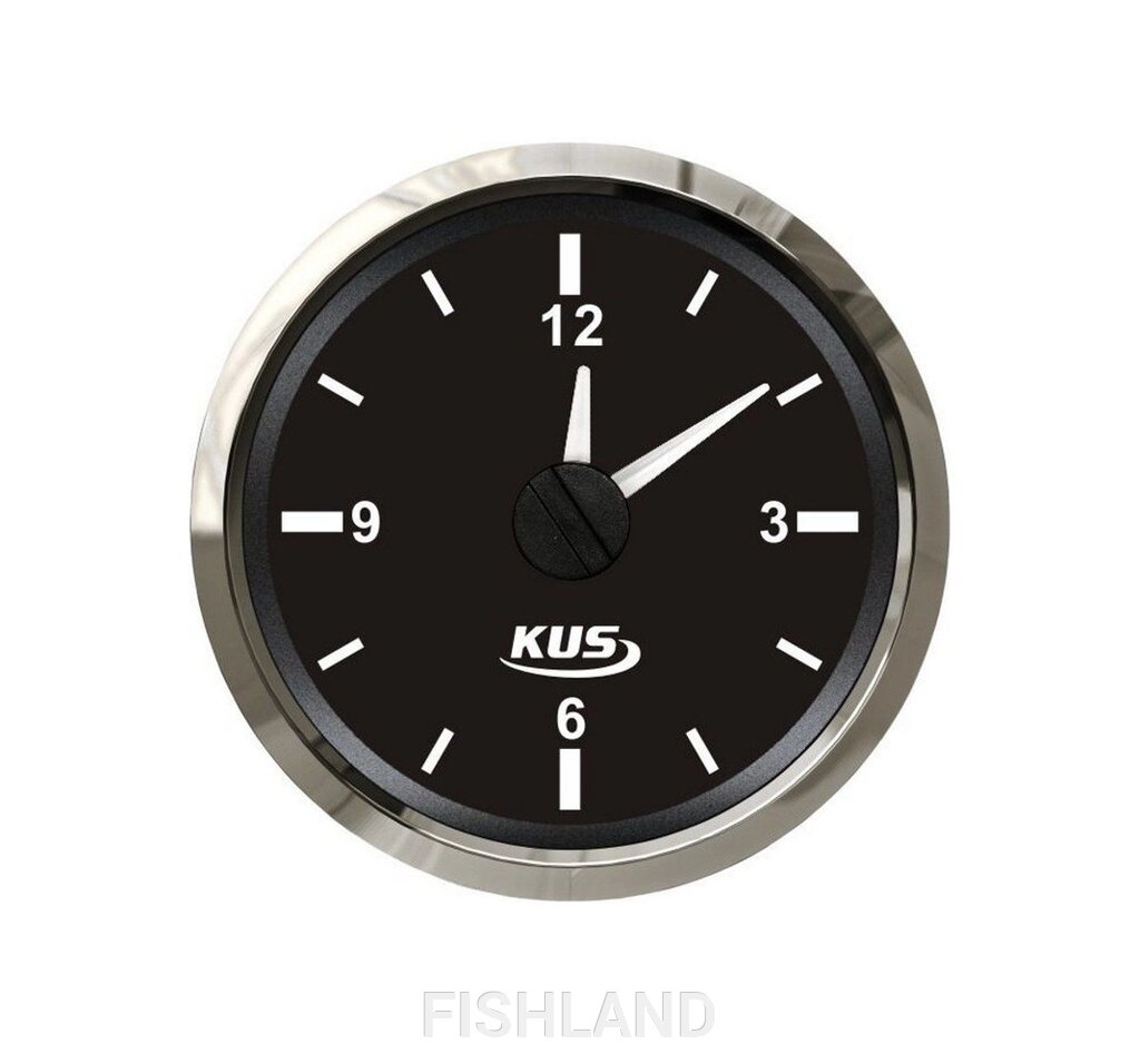 Часы кварцевые , аналоговый черный циферблат, нержавеющий ободок, д.52мм от компании FISHLAND - фото 1