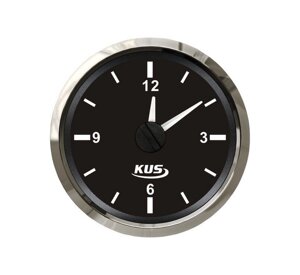 Часы кварцевые , аналоговый черный циферблат, нержавеющий ободок, д. 52мм