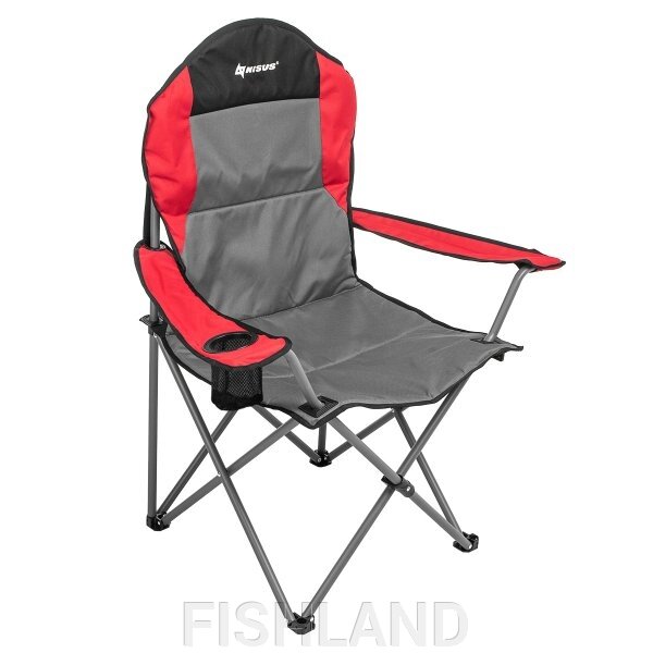 Кресло складное серый/красный/черный (N-244-GRD-1) NISUS (пр-во Тонар) от компании FISHLAND - фото 1
