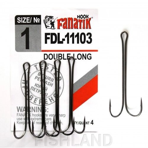 Крючки двойники Fanatik FDL-11103 №1 (4шт) от компании FISHLAND - фото 1