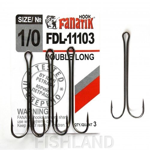 Крючки FANATIK FDL-11103 двойник №1/0 (3 шт) от компании FISHLAND - фото 1