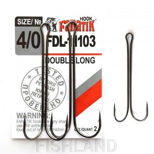 Крючки FANATIK FDL-11103 двойник №4/0 (2 шт) от компании FISHLAND - фото 1