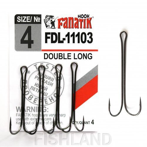 Крючки FANATIK FDL-11103 двойник №4 (4 шт) от компании FISHLAND - фото 1