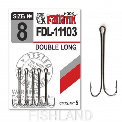 Крючки FANATIK FDL-11103 двойник №8 (5 шт) от компании FISHLAND - фото 1