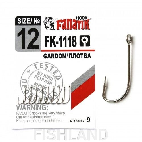 Крючки FANATIK FK-1118 GARDON/ПЛОТВА №12 (9 шт) от компании FISHLAND - фото 1