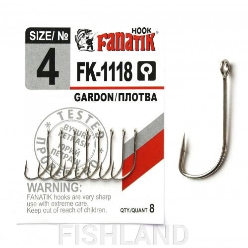 Крючки FANATIK FK-1118 GARDON/ПЛОТВА №4 (8 шт) от компании FISHLAND - фото 1