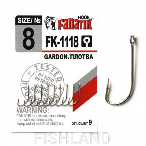 Крючки FANATIK FK-1118 GARDON/ПЛОТВА №8 (9 шт) от компании FISHLAND - фото 1