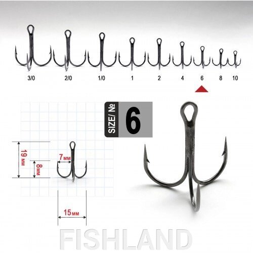 Крючки FANATIK FT-1103 Тройник №6 от компании FISHLAND - фото 1