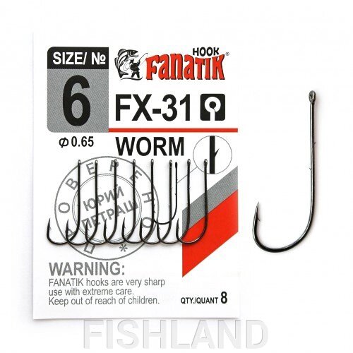 Крючки FANATIK FX-31 WORM №6 (8 шт) от компании FISHLAND - фото 1
