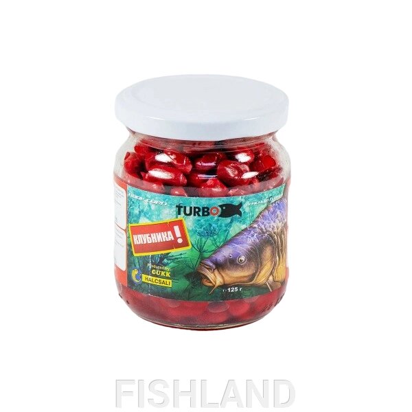Кукуруза рыболовная TURBO Extra - с ароматом клубники, красная от компании FISHLAND - фото 1