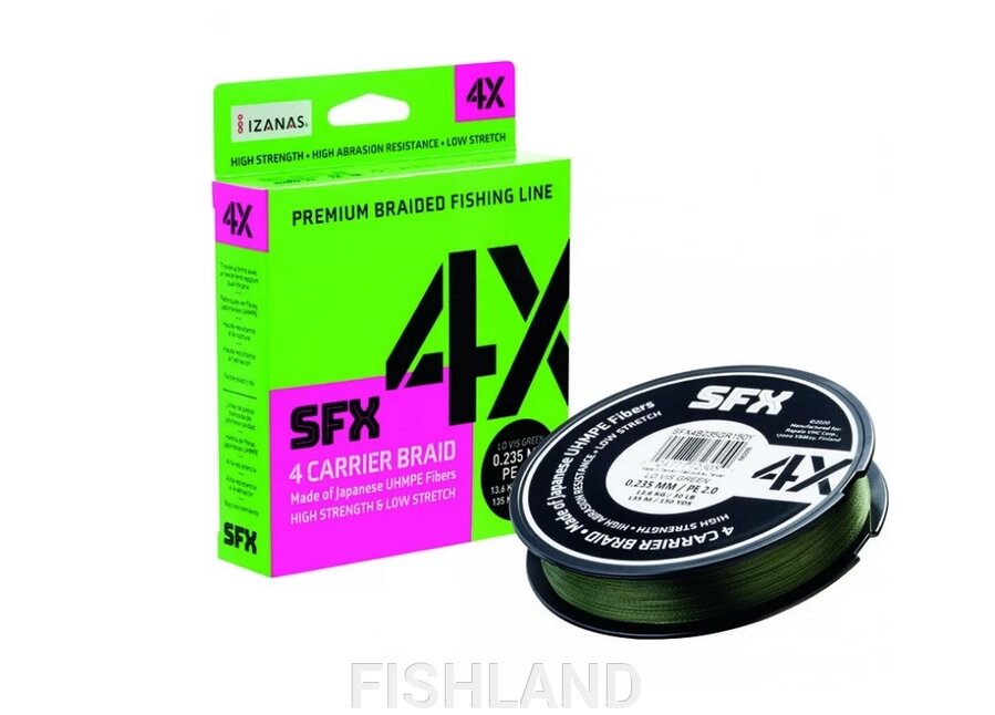 Леска плетеная SFX 4X зеленая 135 м 0.235 мм 13.6 кг PE 2 от компании FISHLAND - фото 1