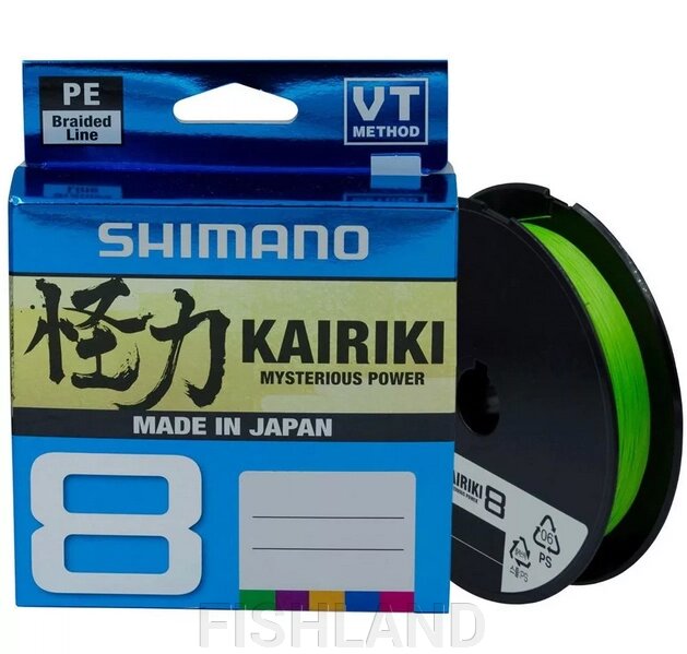 Леска плетённая Shimano Kairiki 8 PE 150м зеленая 0.060mm/5.3kg от компании FISHLAND - фото 1