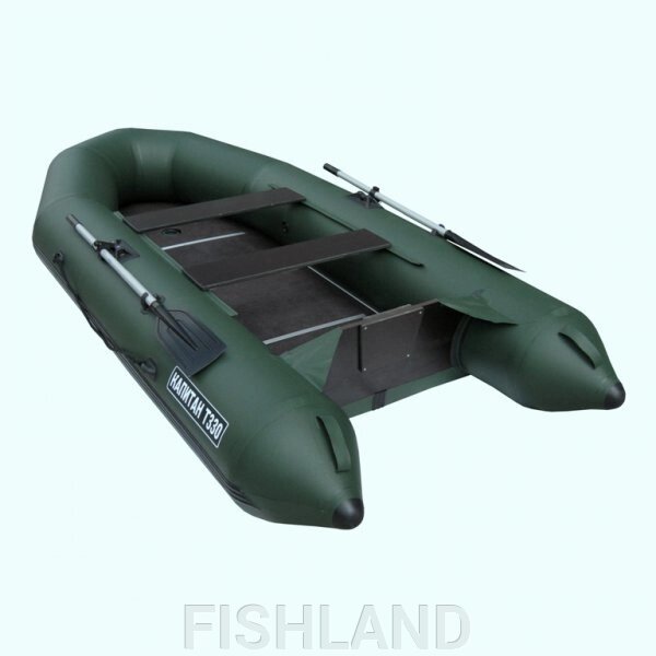 Лодка Капитан Т330 (киль+пол) зеленая от компании FISHLAND - фото 1