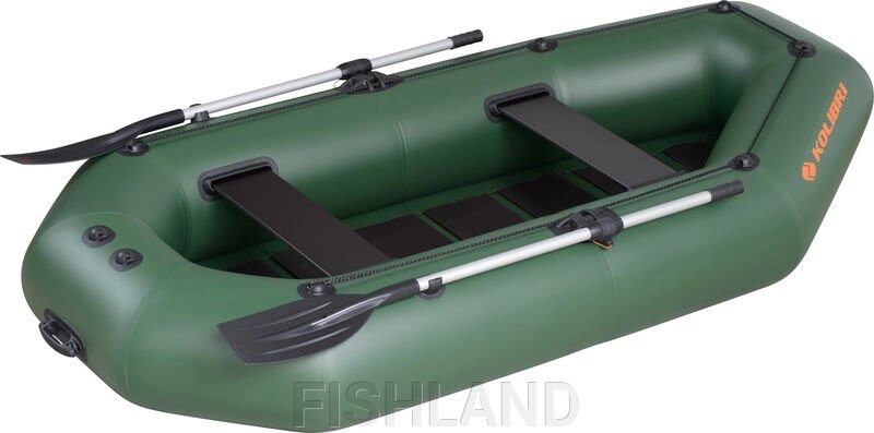 Лодка KOLIBRI надувная гребная К-280СТ 3-местная, слань (5сл. ПВХ .950 гр\м²) зеленый от компании FISHLAND - фото 1