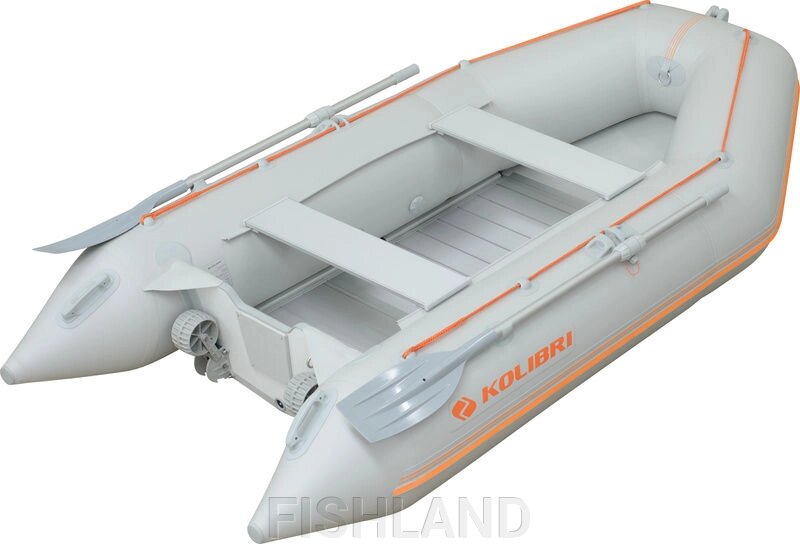 Лодка KOLIBRI надувная моторная КМ-360Д 5-местная килевая, алюминиевый настил (5сл. ПВХ 1100 гр\м²) от компании FISHLAND - фото 1