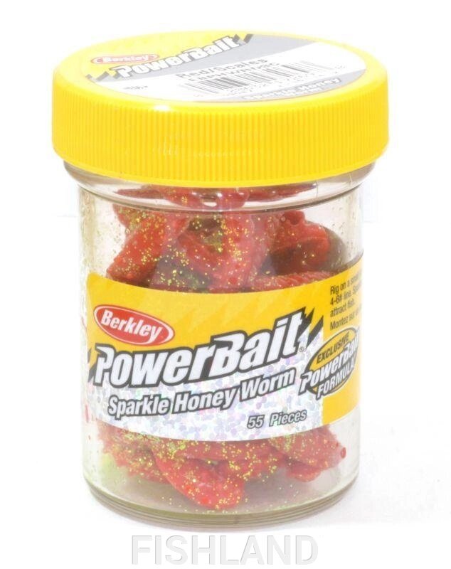 Мягкая приманка Berkley Power Bait Worm # Red/Scales Sparkle Honey Worm (червь) от компании FISHLAND - фото 1