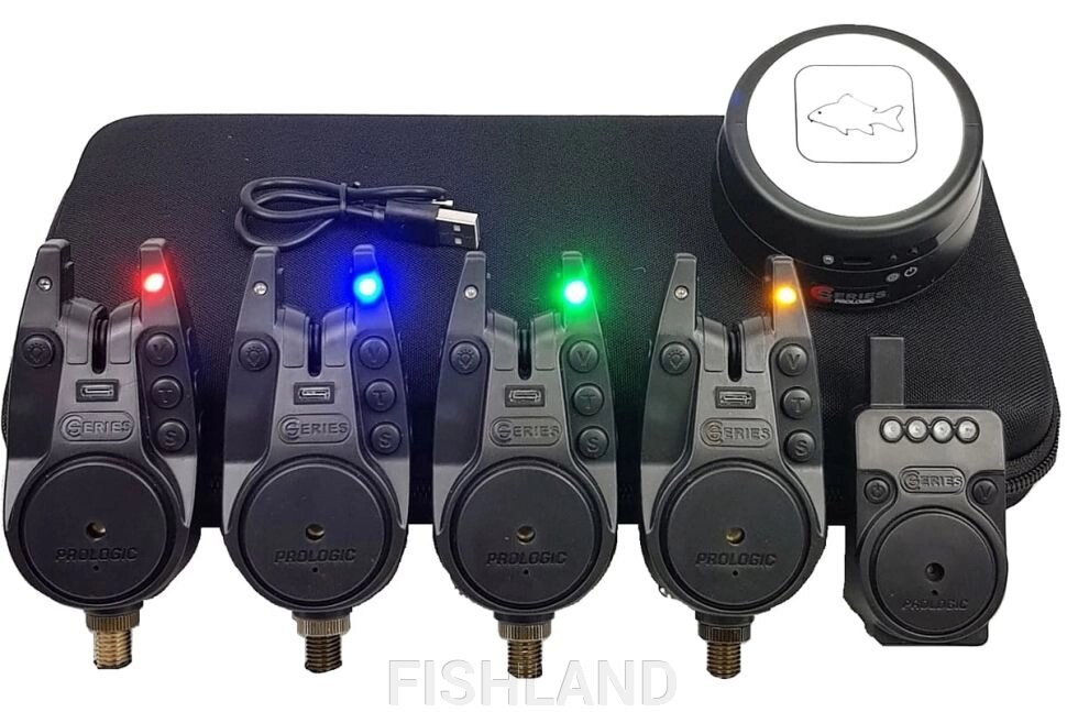 Набор электронных сигнализаторов Prologic C-Series Alarm 3+1+1 Red Green Yellow Blue от компании FISHLAND - фото 1