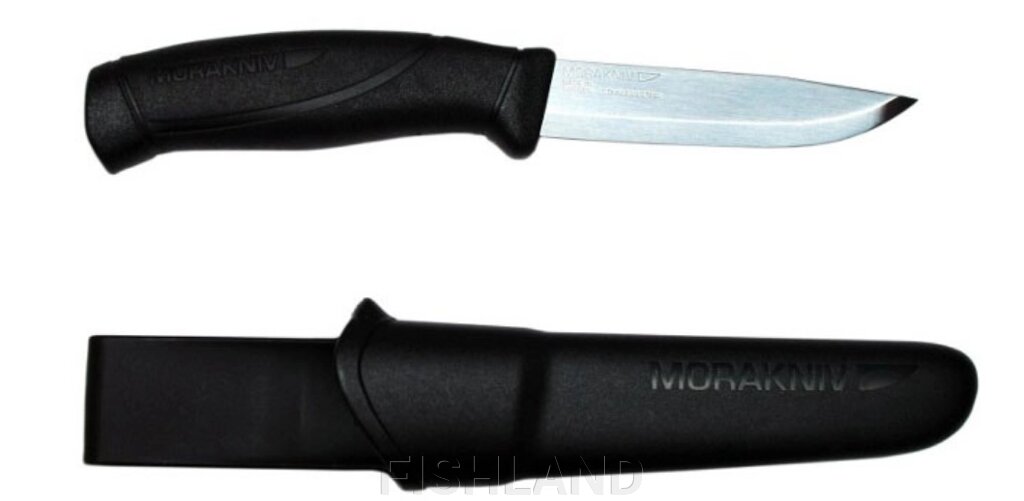 Нож Morakniv Companion BLACK - клинок (SS): длина-10,4см, толщина-2,5мм / рукоять: TPE от компании FISHLAND - фото 1